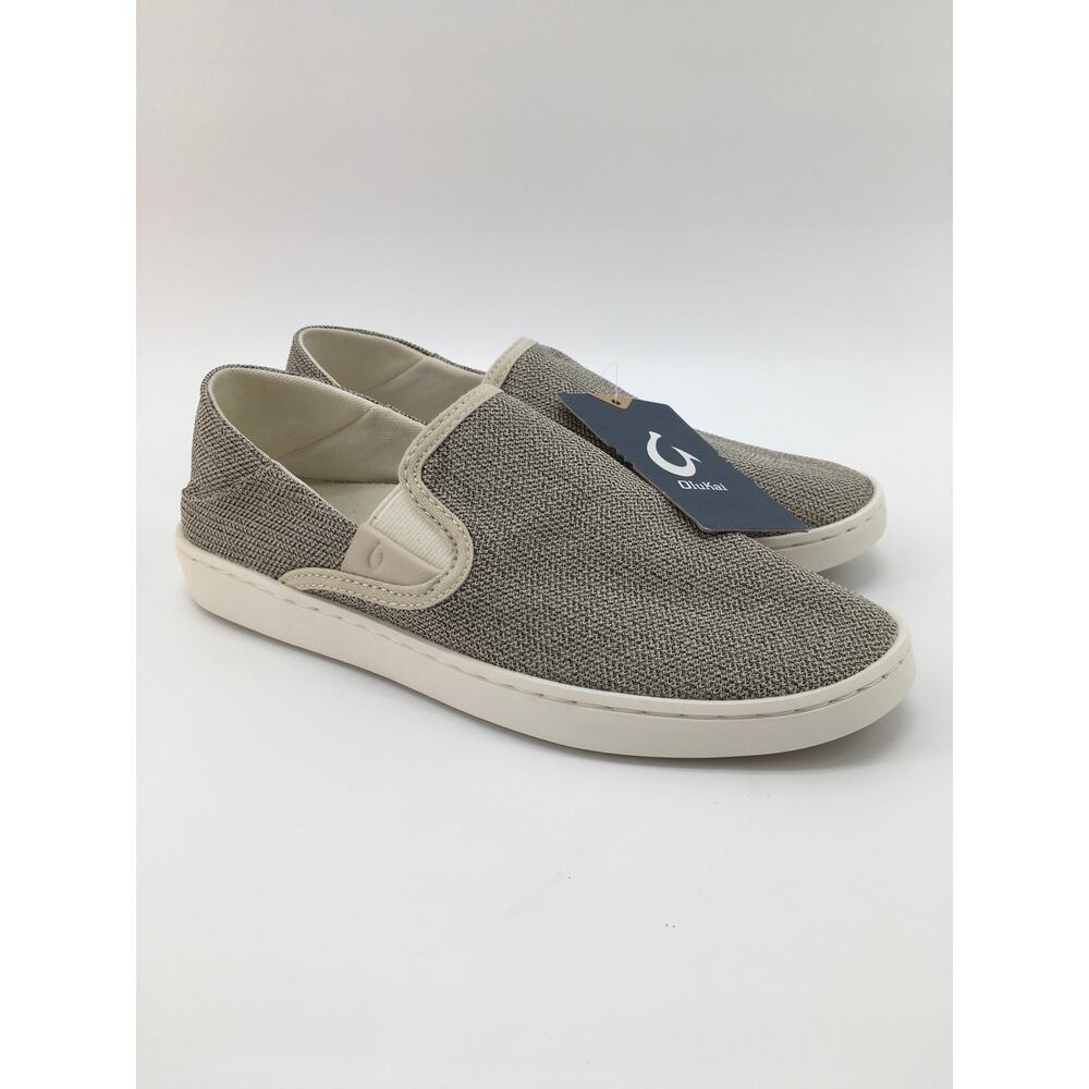 NWT Olukai Pehuea Loafer Shoe Womens 8.5 Tapa Slip In Canvas Sneaker Neutral